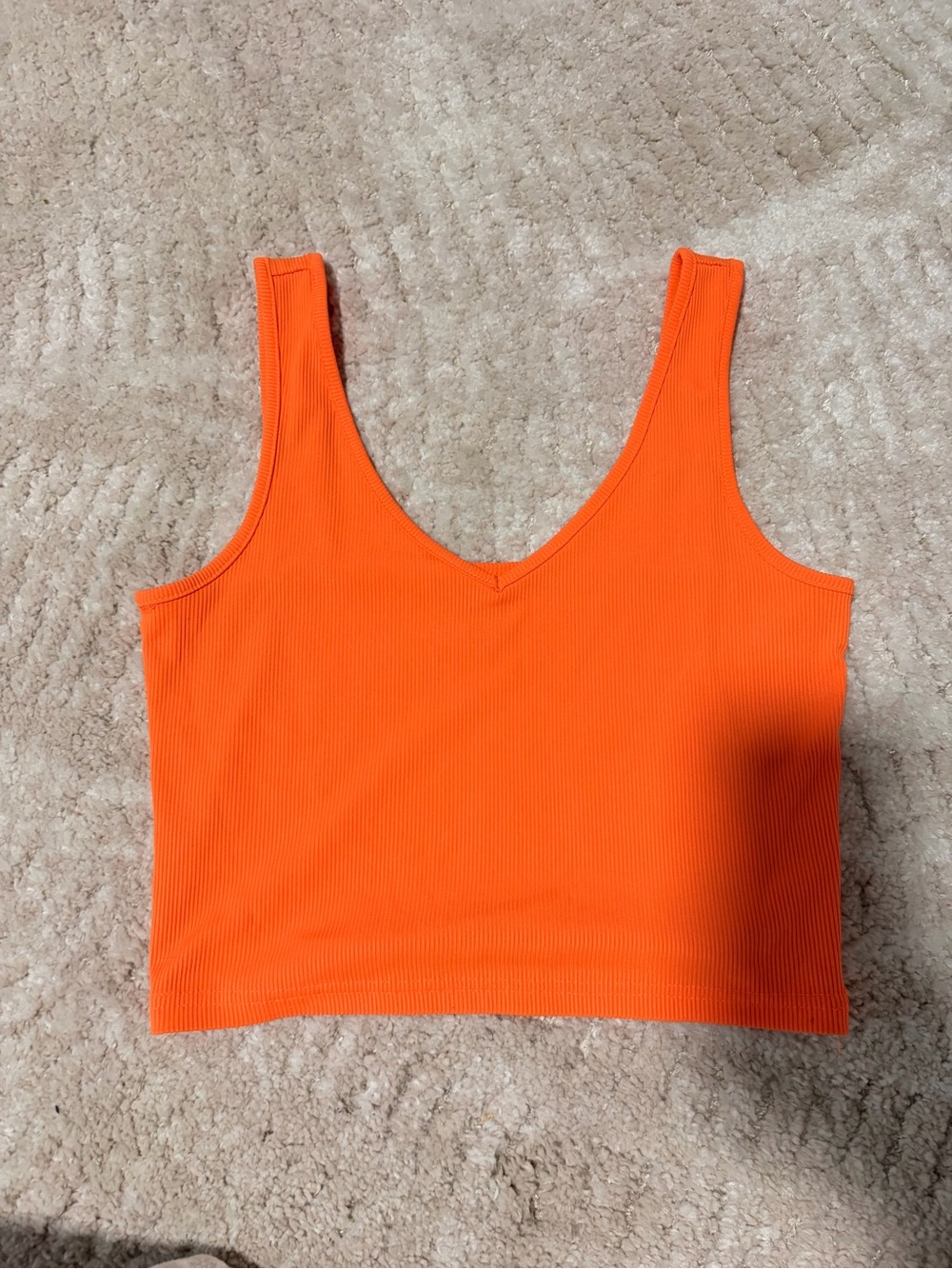 SHEIN Neon Orange Ribbed V-Neck Crop Tank